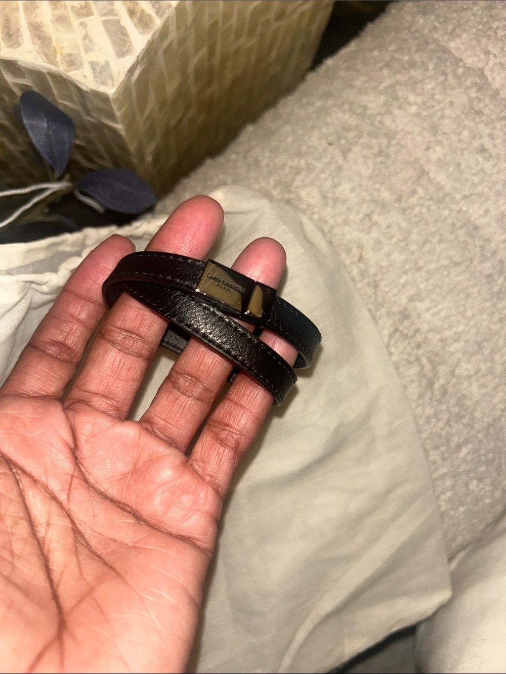 YSL leather wrap bracelet gunmetal in color hardware🥳🥳❌❌ - Picture 3 of 6